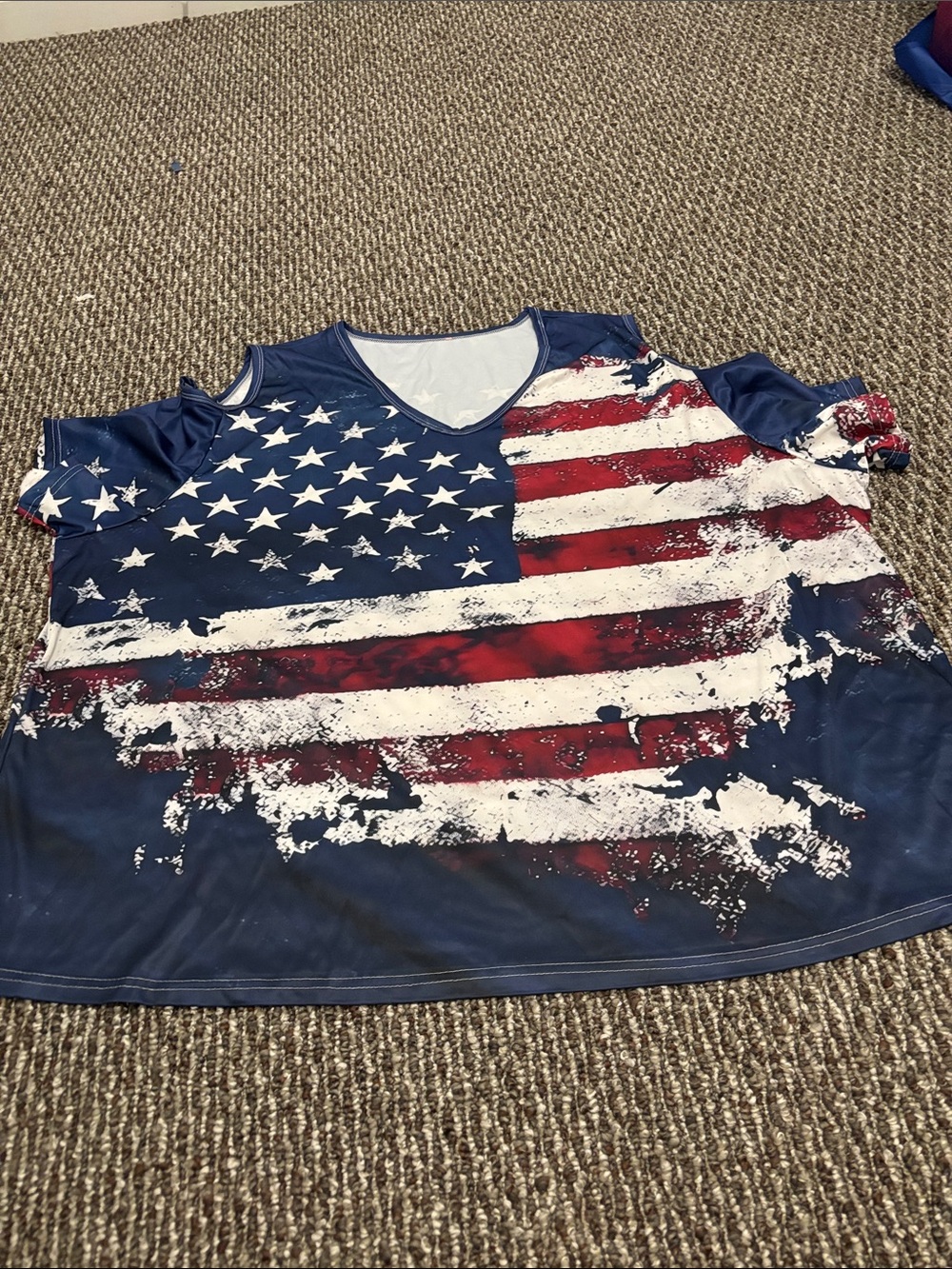 American Flag Short Sleeve Top - Navy/Red/White